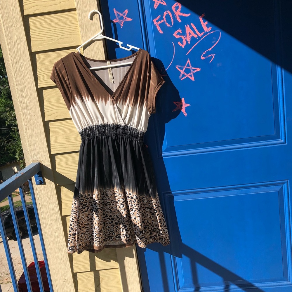 Multicolored leopard print sexy curvy summer dress